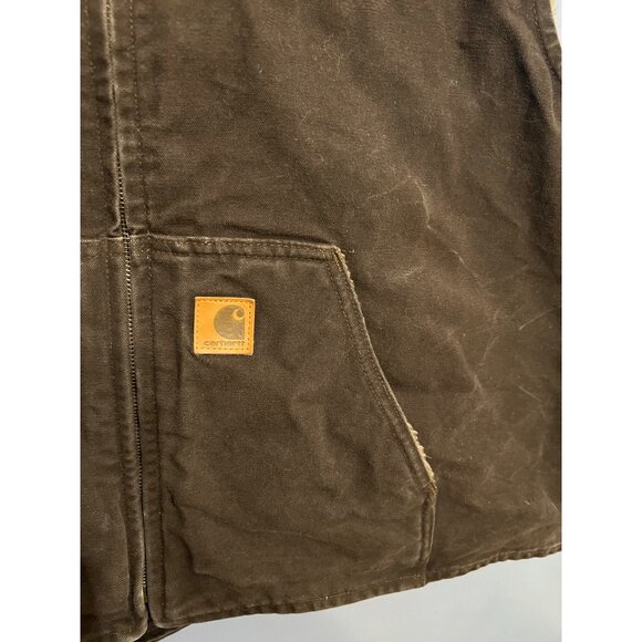 Men’s Brown Carhartt Tan Sherpa Lined Vest Size 3XL Company Logo,‎ Work Wear - Picture 3 of 11